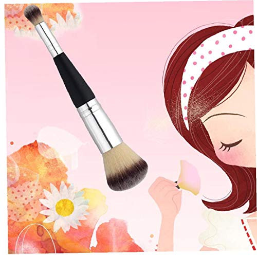 Multifuktion Maquillaje Doble Cabeza De La Manija De Madera Del Cepillo Brocha Para Polvos Profesionales Smooth Cepillo Para Blush De Ojos En Polvo Frente a Los Cosméticos Negro Y Astilla