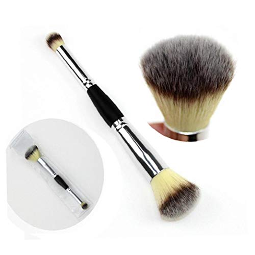 Multifuktion Maquillaje Doble Cabeza De La Manija De Madera Del Cepillo Brocha Para Polvos Profesionales Smooth Cepillo Para Blush De Ojos En Polvo Frente a Los Cosméticos Negro Y Astilla