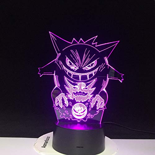 Múltiples colores Juego clásico Luz 3D colorido colorido LED luz nocturna USB fondo negro Adornos de dibujos animados lámpara de mesa regalo de Navidad para niños