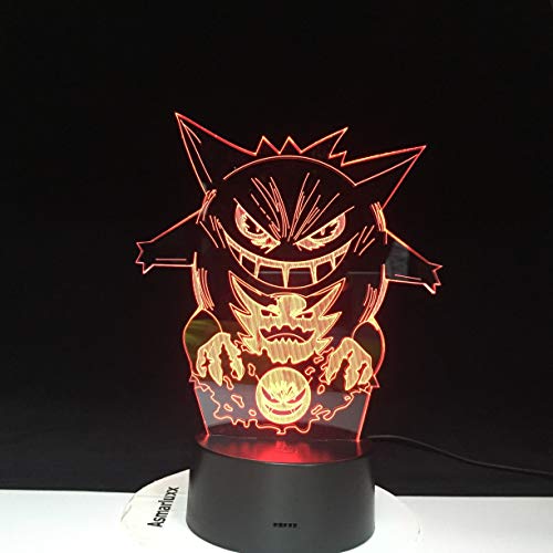 Múltiples colores Juego clásico Luz 3D colorido colorido LED luz nocturna USB fondo negro Adornos de dibujos animados lámpara de mesa regalo de Navidad para niños