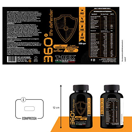 Multivitamínico y Multimineral con Enzimas de Ácido Láctico, Coenzima Q10 y Leutin - 360° LIFE DEFENDER 120 Tabletas Suplemento Inmune, 15 Vitaminas Distintas, 8 Minerales