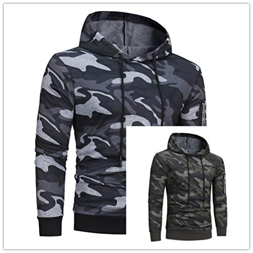 Mumuj-pullover-herren Sudadera con Capucha mumuj Fashion B4088 – Camuflaje Sudadera con Capucha Joven Punteras Sudadera Chaqueta Abrigo Outwear Mezcla de Algodón Gris Cuello de Cisne, Gris, Medium