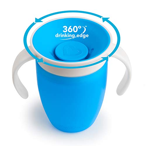 Munchkin Miracle 360°- Vaso Antiderrames Entrenamiento con Asas, azul/verde, 207ml, 2 uds