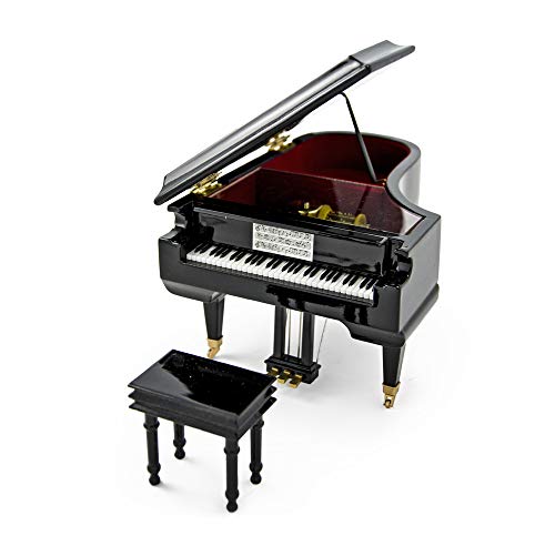 MusicBoxAttic Caja de joyería de Piano Negro Brillante con 18 Notas, más de 400 Opciones de Canciones, Madera, 234. Love is Here to Stay