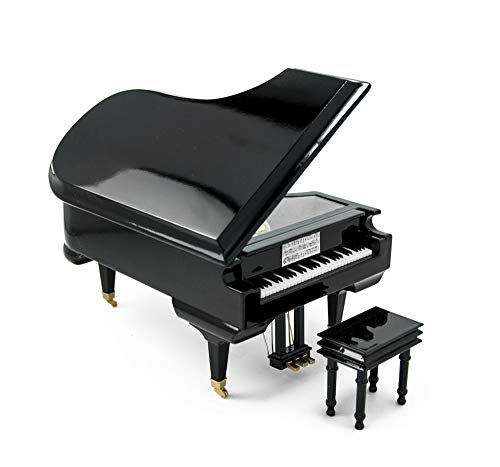 MusicBoxAttic Caja de joyería de Piano Negro Brillante con 18 Notas, más de 400 Opciones de Canciones, Madera, 234. Love is Here to Stay