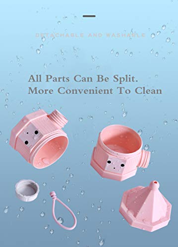 MUUZONING Apilable Lado Abierto Dispensador de Leche en Polvo, Fórmula Portátil Dispensador de Polvo Contenedor Caja de Ollas Essentials de Viaje Bebé de 4 Capas -Diseño de Tapa Espiral (Rosa) #009