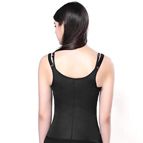 MXECO Correa de hombro ajustable Entrenador de cintura Chaleco Corsé Mujer Cremallera y gancho Body Shaper Control de barriga Ropa interior adelgazante (Negro (L) (L))