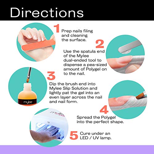 Mylee Heramienta de Doble Punta para Polygel - Pincel y Espátula 2 en 1 para UV/LED Nail Art, Extensiones y Puntas de Uñas