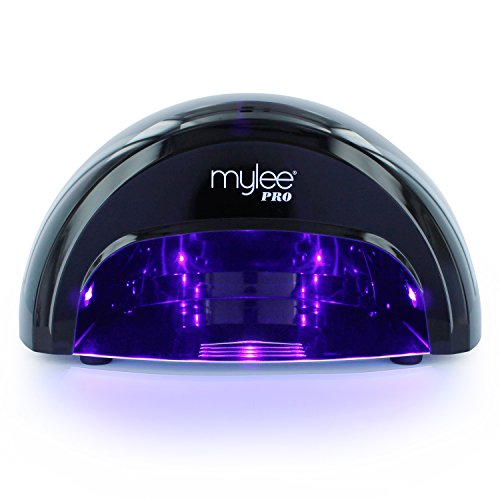 Mylee – Kit de lámpara LED convexa para secado de esmaltes en 15 segundos con esmaltes para uña en gel, base, capa superior, paño y quitaesmaltes (Negro)