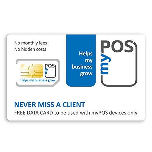 MyPOS Mini (Black) sin papel Chip y PIN Lector de tarjetas de crédito con batería de larga duración, tarjeta de datos para conexión a Internet constante y constante para pagos sin contacto