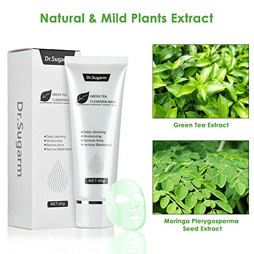 Mzthkly Dr. Sugarm 40g té Verde espinilla mascarilla Cuidado de la Piel para Eliminar el acné y la Nariz Limpieza Profunda para el Cuidado de la Piel (40g)