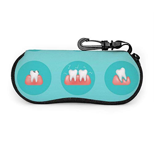 N / A Encías De Relleno Dental Green Tooth Gafas Duro Caso Con Cremallera Funda De Gafas Funda Portátil Caja Para Gafas De Sol Con Mosquetón Para Niña Chico