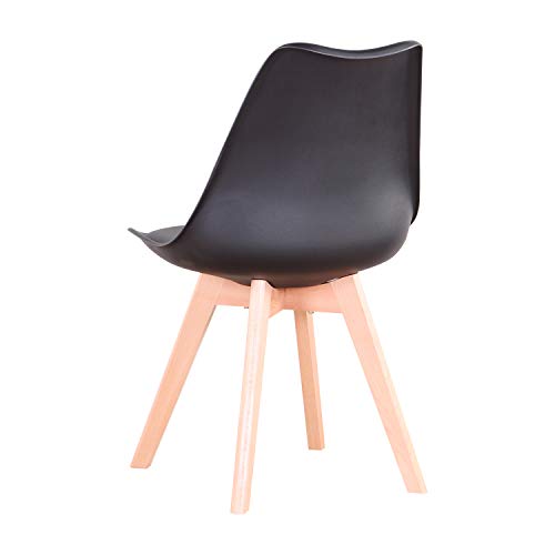 N / A Pack de 4 Sillas Tulip, Sillas de Comedor, Asiento Acolchado Suave, Sillas Respaldo Ergonómico (Negro)