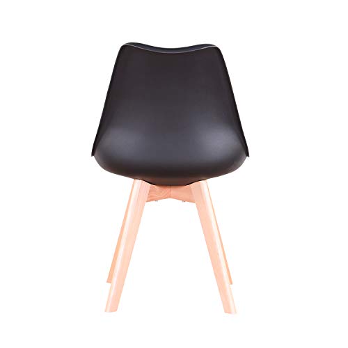 N / A Pack de 4 Sillas Tulip, Sillas de Comedor, Asiento Acolchado Suave, Sillas Respaldo Ergonómico (Negro)