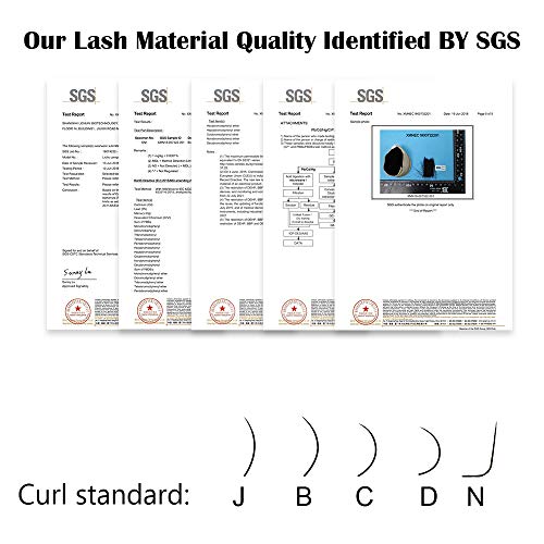 NAGARAKU Extensión de pestañas de la mezcla Rizo de 7-15 mm D Espesor 0.20 mm, 16 filas suficientes, Extensión de pestañas de visón naturalmente natura