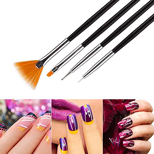 Nail Art Pinceles, Aikvigss 15pcs Pinceles para Uñas, 5pcs de Lápiz de Punto de 2 Extremos, 12 Colores Diamantes de Uñas, 12 Rejillas Decoración de uñas, 10 Rollos de Cintas Adhesivas Uñas para Uñas