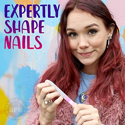 Nail Files 3 Piece Glass Nail Files, Large Pedicure File, Medium Nail File & Small Manicure Nail File, Violet/Magenta Color Effect, Free Manicure Stick for Nail Beauty