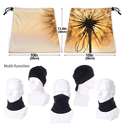 naizi Diente de León Silueta Sunset Cielo Zen Yoga Zen Nature Diente de León Oro Unisex Microfibra Cuello Calentador Headwear Bufanda Máscara para Invierno Frío Máscara Bandana Pasamontañas