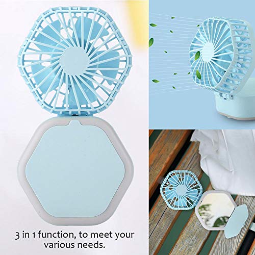 Naroote con Malla ABS, Ventilador USB de Tres Niveles de Velocidad, Ventilador Personal, portátil Ligero para Viajes, Oficina para el hogar(Blue)