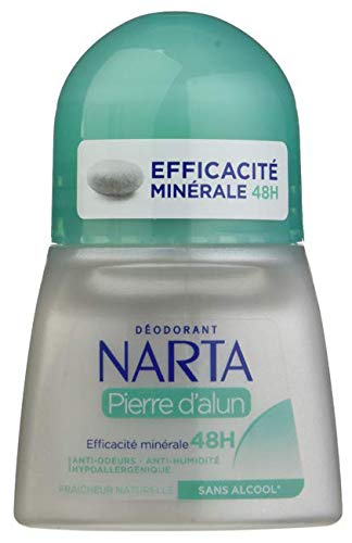 Narta – Desodorante de bola con piedra de alumbre para mujer – Eficacia 48 h – 50 ml