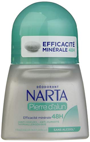 Narta – Desodorante de bola con piedra de alumbre para mujer – Eficacia 48 h – 50 ml