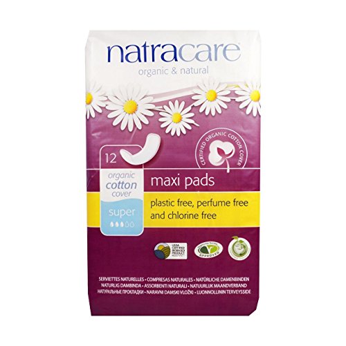 Natracare Natural Maxi Pad Súper -  Compresas naturales, 12 Unidades