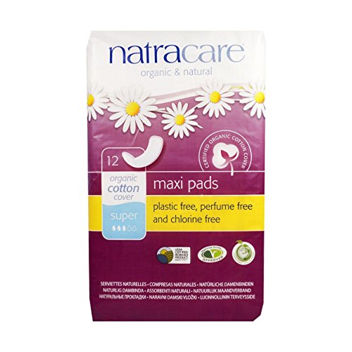 Natracare Natural Maxi Pad Súper -  Compresas naturales, 12 Unidades