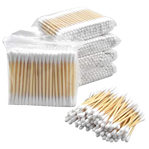 NATUCE Bastoncillos de Algodón, 600 Piezas Bastoncillos Oidos Biodegradables con Mango de Madera, Bastoncillos Oidos Bambu para Limpieza de Oídos/Limpieza de Maquillaje/Cuidado de Heridas/Limpieza