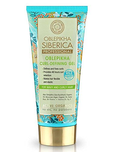 NATURA SIBERICA - Gel Definicion de Rizos Oblepikha - define y fija los rizos - mantiene la forma de los rizos todo el día - deja el cabello elástico y flexible - 200 ml