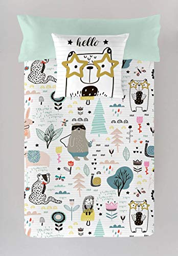 NATURALS Funda nórdica Animal Hello Cama 90