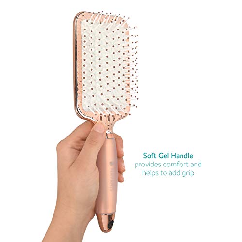 Navaris Juego de cepillos de pelo - Pack de 3x cepillo profesional de pelo 1x Neumático 1x Redondo 1x Ventilación - Secar alisado rizado - Oro rosa