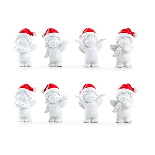 Navidad Ángel bebé (Rojo Blanco gorro 6 cm Mini de ángel figuras de Papá Noel Santa Give Away clientes obsequios regalo, 8 unidades