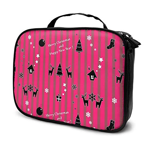 Navidad ciervos nieve stock árboles patrón maquillaje bolsa organizador cosmético tocador belleza caso viaje bolsa