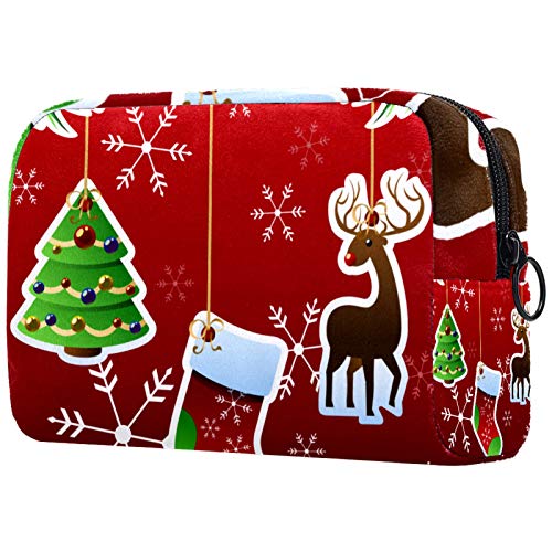 Navidad stock árbol ciervos cosméticos bolsa organizador bolsa para las mujeres cremallera bolsa de la función de las mujeres de viaje bolsa de maquillaje bolsa de lavado bolsa de aseo