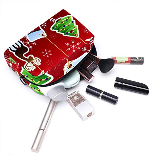 Navidad stock árbol ciervos cosméticos bolsa organizador bolsa para las mujeres cremallera bolsa de la función de las mujeres de viaje bolsa de maquillaje bolsa de lavado bolsa de aseo