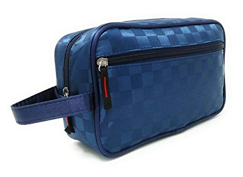 Neceser Caballero Bolsas de Aseo para Hombre Impermeable con Dibujo a Cuadros con Variantes (Azul)