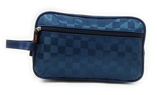 Neceser Caballero Bolsas de Aseo para Hombre Impermeable con Dibujo a Cuadros con Variantes (Azul)