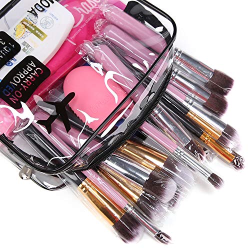 Neceser Transparente, Biwat Bolsa de Cosméticos Impermeable, Bolsa de Aseo Claro PVC, Transporte de Líquidos en Avión para Mujer y Hombre, Regalo Maquillaje Bolsas y Maletas Bolsa de Viaje (Negro)