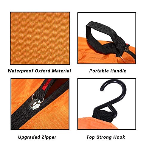 Neceseres de Viaje Hombre y Mujer, AIOR Pequeño Bolsas de Aseo Impermeable y Plegable Multifuncional para Cosméticos Organizador de Viaje, Baño Travel Toiletry Bag (Naranja)