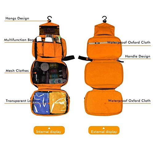 Neceseres de Viaje Hombre y Mujer, AIOR Pequeño Bolsas de Aseo Impermeable y Plegable Multifuncional para Cosméticos Organizador de Viaje, Baño Travel Toiletry Bag (Naranja)