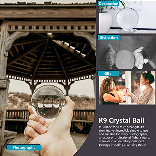 Neewer Pro 80mm Bola de Cristal K9 con Soporte Paño de Limpieza Bbolsa y Caja Bola de Cristal Colectores Solares para Accesorios de Fotografía y Decoración Accesorios