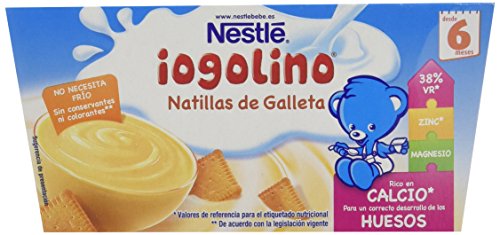 Nestlé iogolino Alimento infantil, natillas con galleta - Paquete de 4 x 100 gr - Total: 400 gr