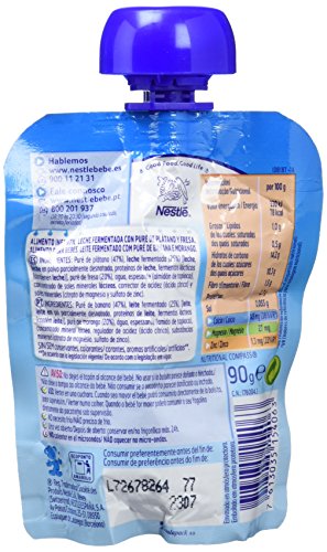 Nestlé Iogolino - Alimento infantil Puré de Plátano y Fresa - 90 gr - [Pack de 8]