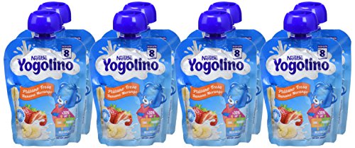 Nestlé Iogolino - Alimento infantil Puré de Plátano y Fresa - 90 gr - [Pack de 8]
