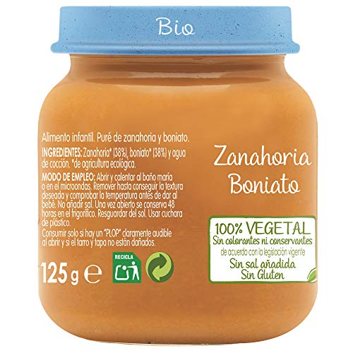 Nestlé Naturnes Bio Pure Tarrito Zanahoria Boniato Para Bebés Desde 4 Meses - Pack de 12 tarritos 125g