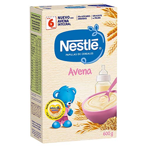 Nestlé Papilla Avena Integral - Alimento Para bebés - Paquete 6x600 g - Total: 3.6kg