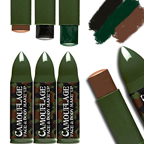 NET TOYS Maquillaje de Color de Camuflaje | Lápices de Colorete | Pintura en Barrita Militar | Maquillaje para Disfraz Soldado