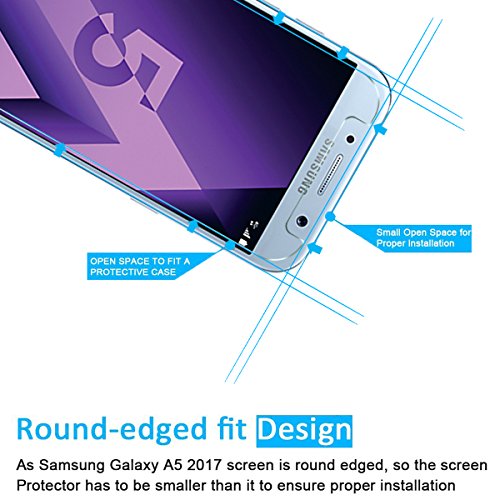 NEW'C 2 Unidades, Protector de Pantalla para Samsung Galaxy A5 2017 (SM-A520F), Antiarañazos, Antihuellas, Sin Burbujas, Dureza 9H, 0.33 mm Ultra Transparente, Vidrio Templado Ultra Resistente