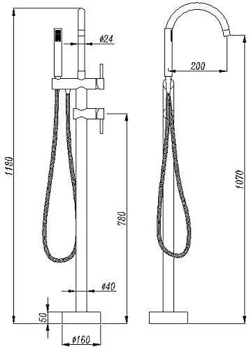 Nexos Trading - Grifo de pie para bañera (con alcachofa de mano)