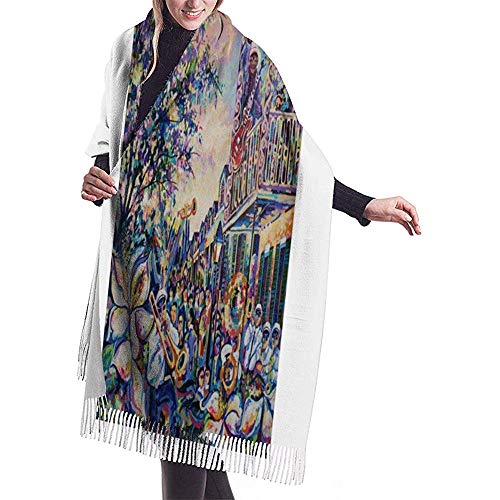 Nice-Guy Mardi Gras Pintura increíble Bufanda de mujer Acogedora Bufandas ligeras Flecos Bufandas de invierno a prueba de viento Chal de cachemira